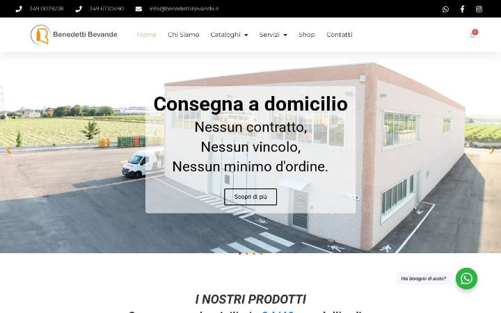 Home page del sito di Benedetti Bevande