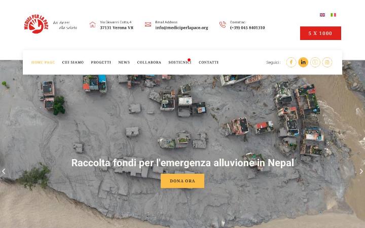 Home page del sito di Medici per la Pace