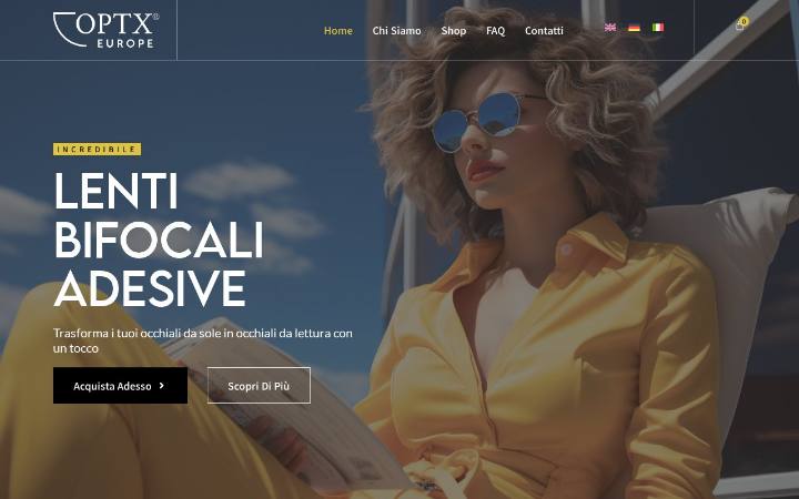 Home page del sito di OPTX Europe