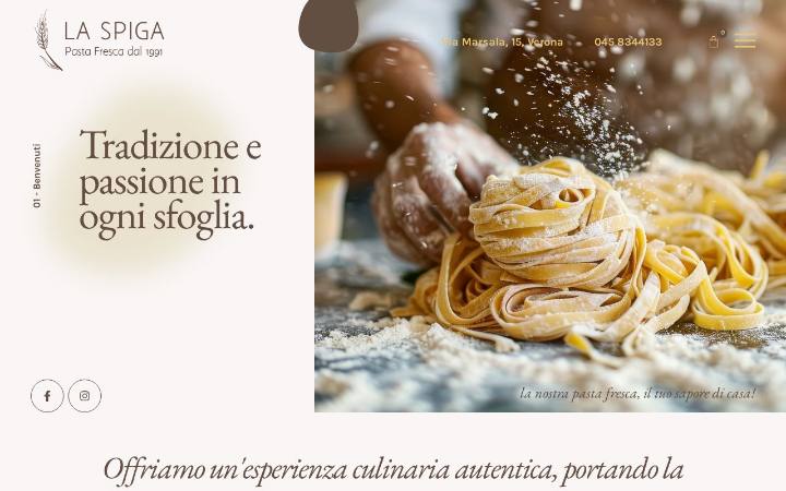 Home page del sito di Pasta Fresca La Spiga