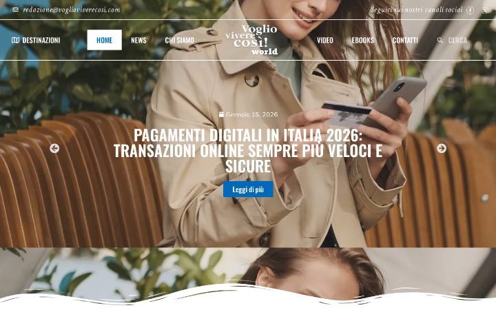 Home page del sito di Voglio Vivere Così World